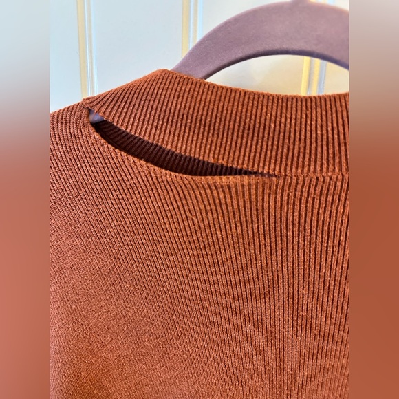 Altar’d State Distressed Neckline Terracotta Sweater - Picture 4 of 8